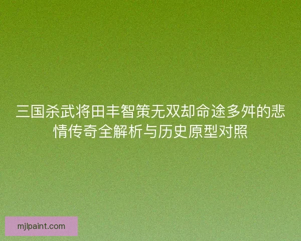 三国杀武将田丰智策无双却命途多舛的悲情传奇全解析与历史原型对照