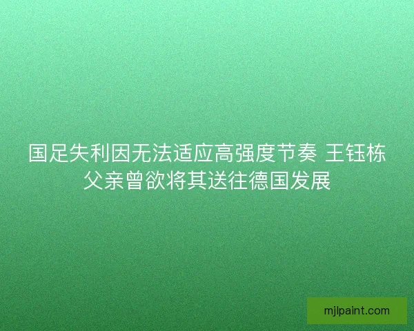 国足失利因无法适应高强度节奏 王钰栋父亲曾欲将其送往德国发展