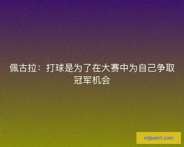 佩古拉：打球是为了在大赛中为自己争取冠军机会