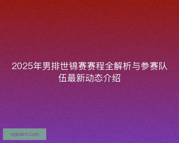 2025年男排世锦赛赛程全解析与参赛队伍最新动态介绍