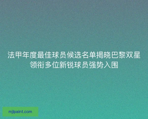 法甲年度最佳球员候选名单揭晓巴黎双星领衔多位新锐球员强势入围